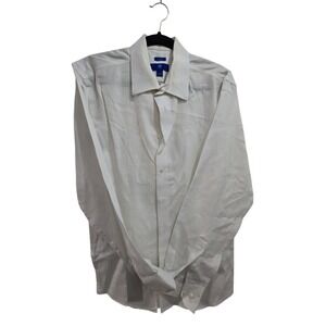 EGARA Men's Dress Shirt Large White Solid Long Sleeve Non-Iron 100% Cotton L